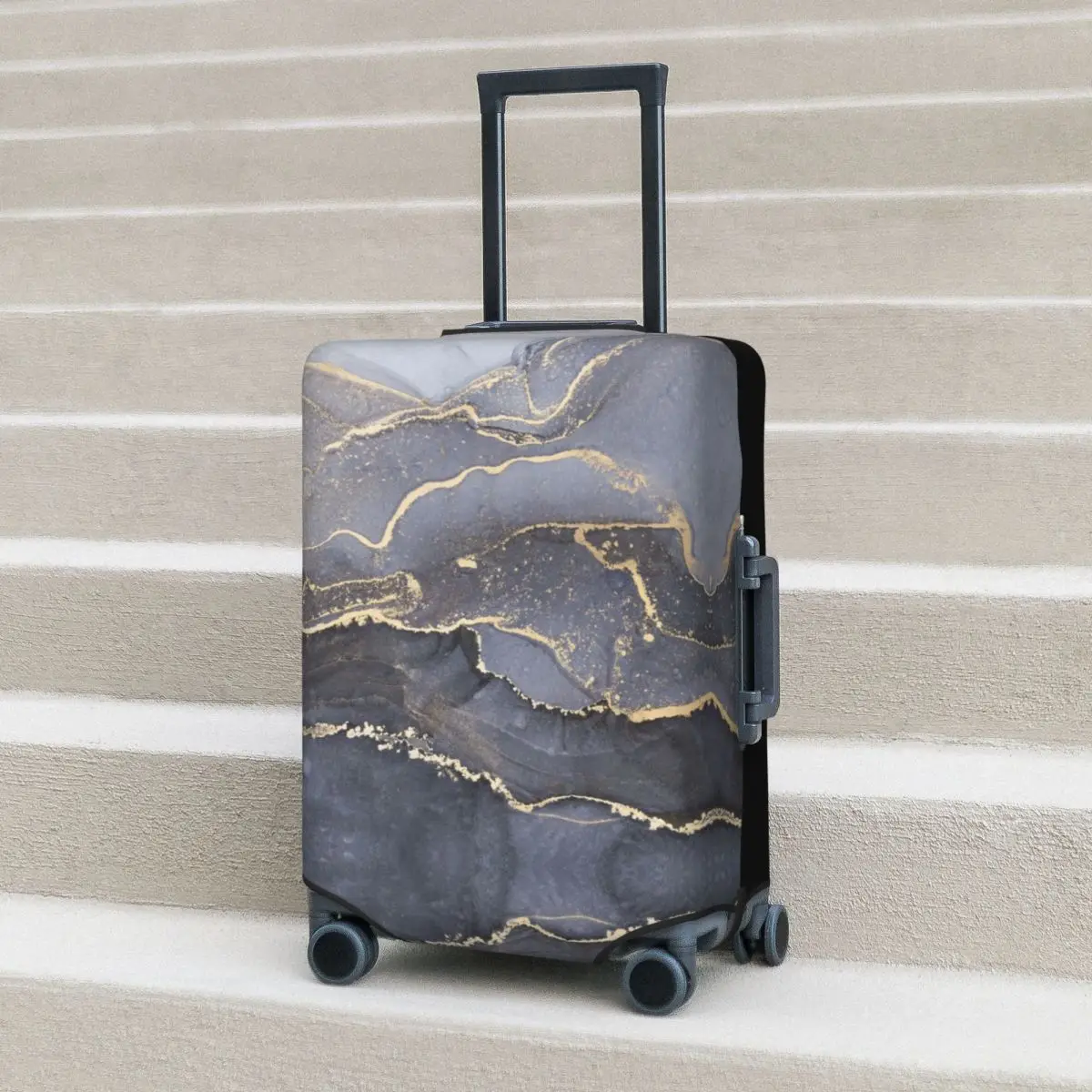 

Glitter Marble Suitcase Cover Vacation Luxury Abstract Fluid Art Strectch Luggage Accesories Travel Protection