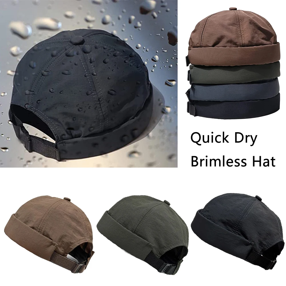 

Quick Dry Brimless Hat Lightweight Daily Beanie Mesh Beanie Docker Cap Sailor Rolled Cuff Harbour Hat Casual Skullcap