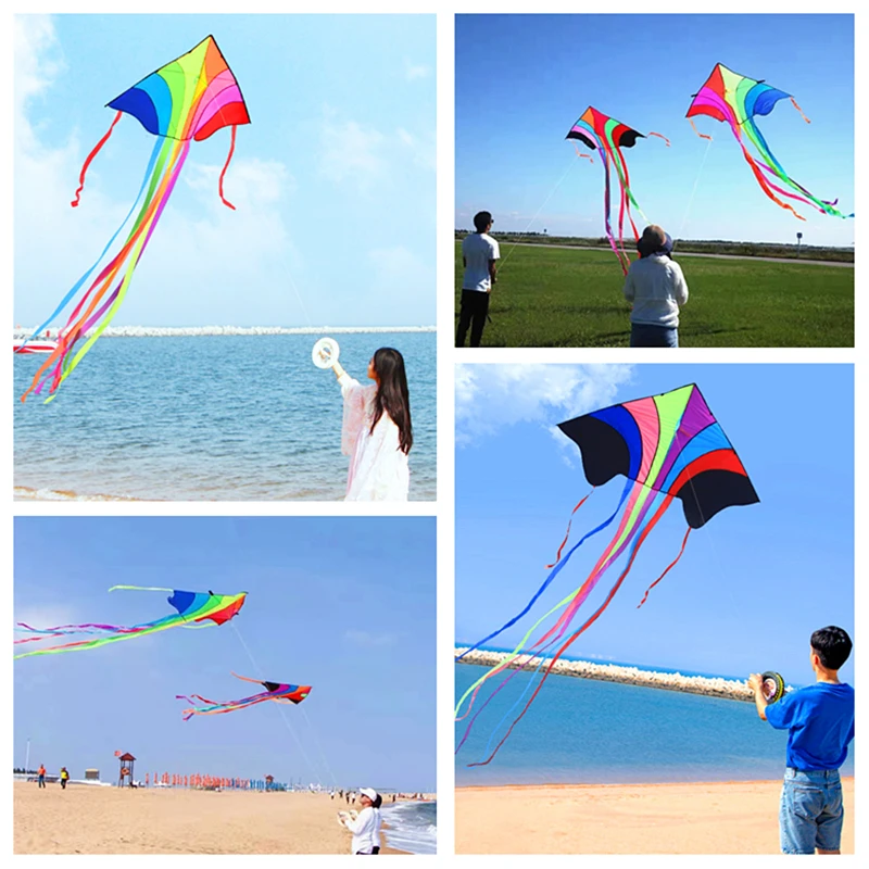 

free shipping flying rainbow kite line nylon fabric ripstop kids kites factory chinese kite wholesale bird eagle flying kite fun