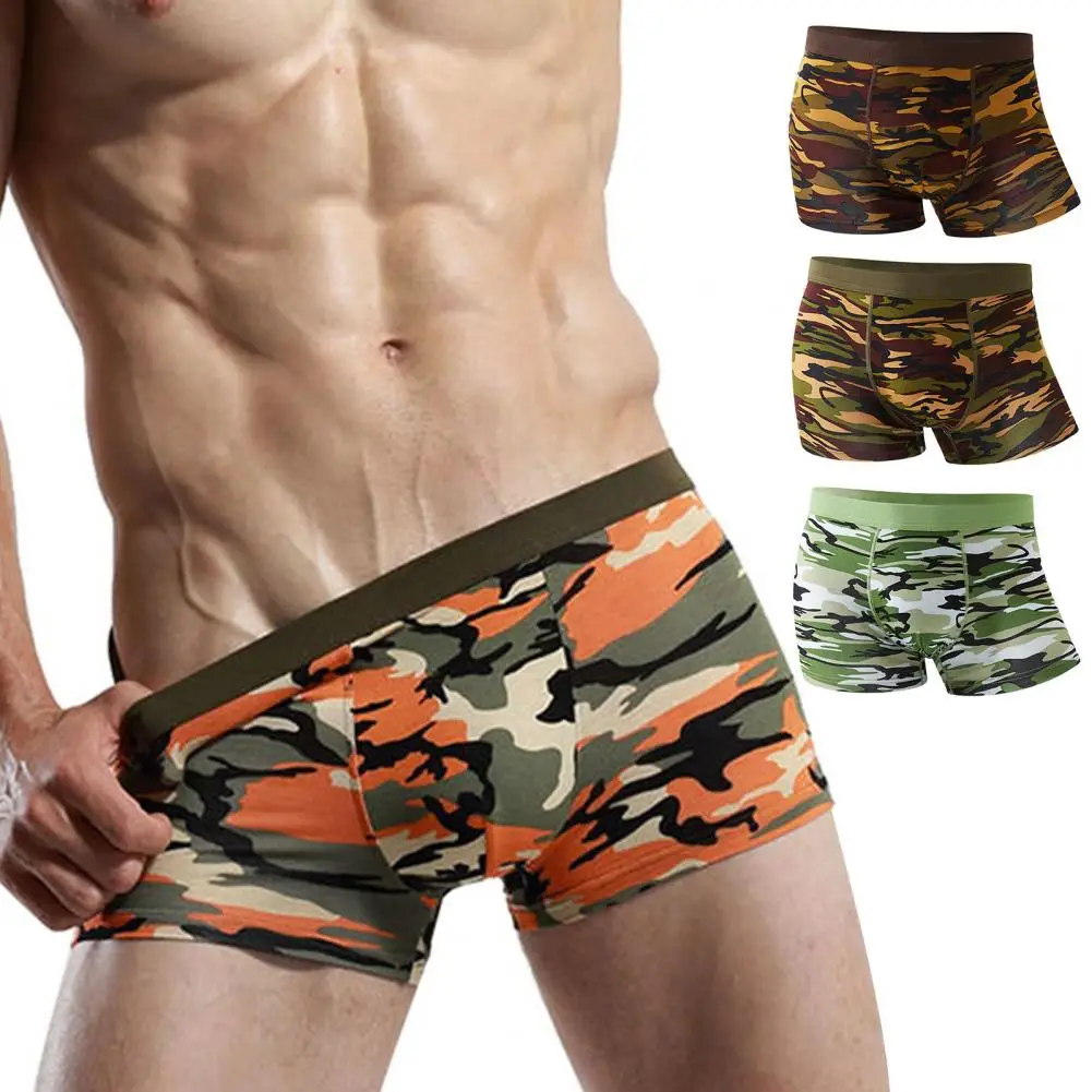 

Men's Modal Underwear Breathable Stylish Camouflage Design Underpants Mid Waist Daily Wear Boxers Shorts For Outdoor Sports