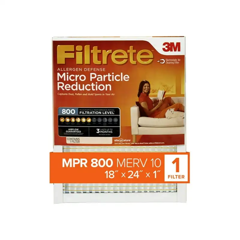 

, 18x24x1, MERV 10, Micro Particle Reduction HVAC Furnace Air Filter, Captures Pet Dander and Pollen, 800 MPR, 1 Filter Stainles