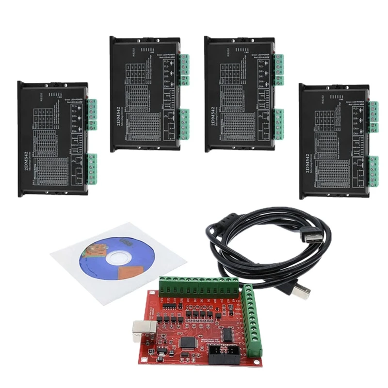 CNC Control System Parts 1Xred Breakout Board 4 Axis Interface Driver Motion Controller+4X Stepper Motor Driver 2DM542
CNC Control System Parts 1Xred Breakout Board 4 Axis Interface Driver Motion Controller+4X Stepper Motor Driver 2DM542