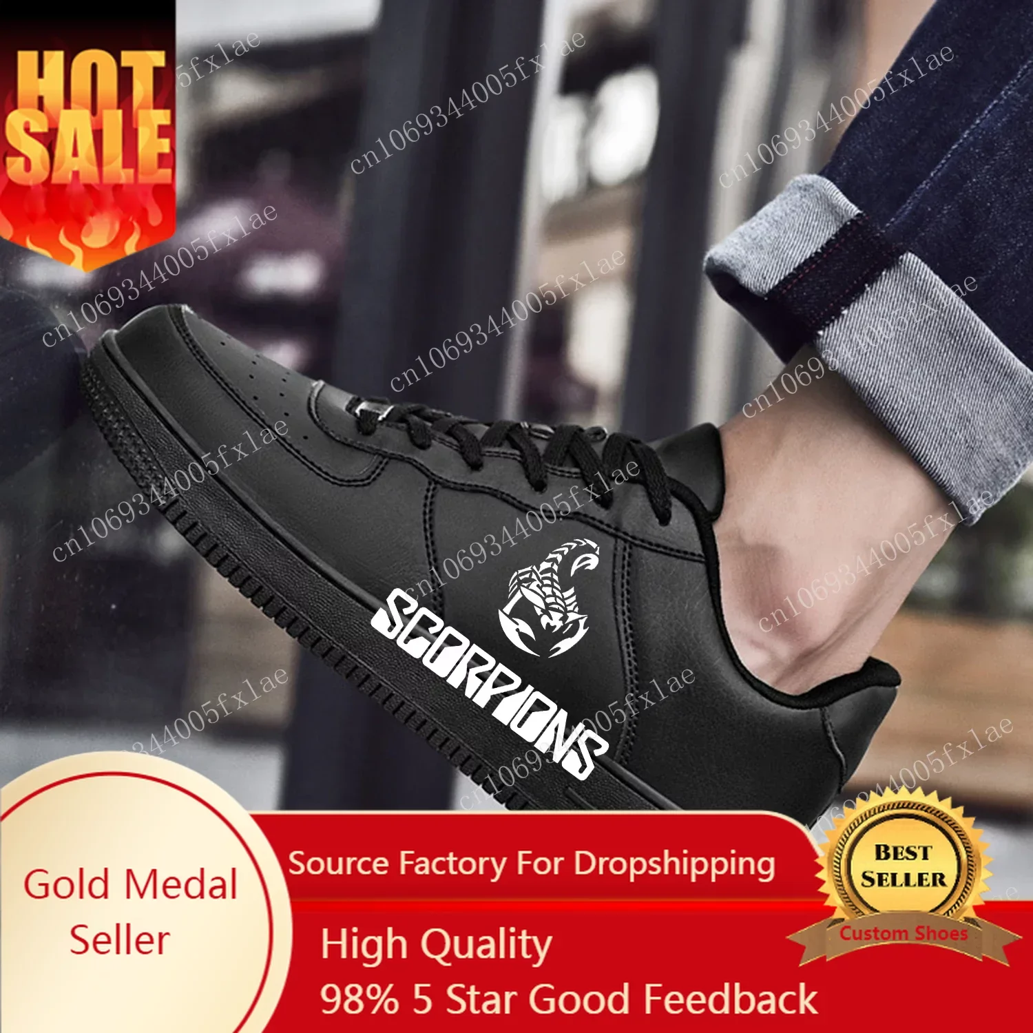 

Scorpions AF Basketball Mens Womens Sports Running High Quality Flats Force Sneakers Lace Up Mesh Customized Made Shoe Black