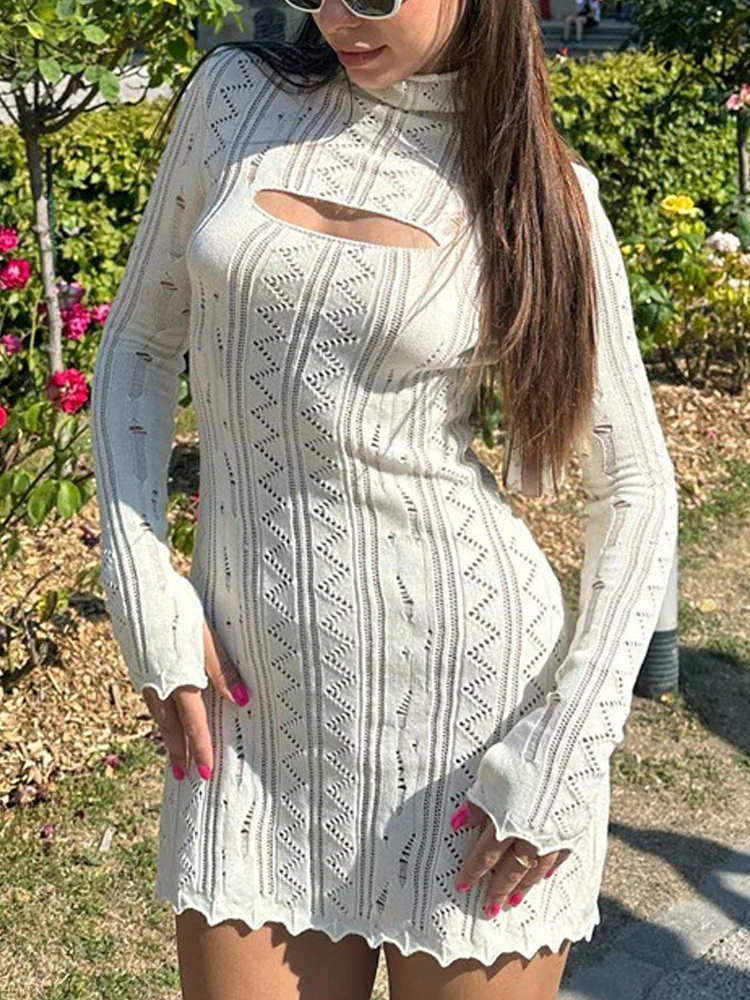 White Mini Dresses Women Sexy Hollow Out Turtleneck Knitted Dress Female Elegant Fashion High Street Bodycon Party Club Vestidos
White Mini Dresses Women Sexy Hollow Out Turtleneck Knitted Dress Female Elegant Fashion High Street Bodycon Party Club Vestidos