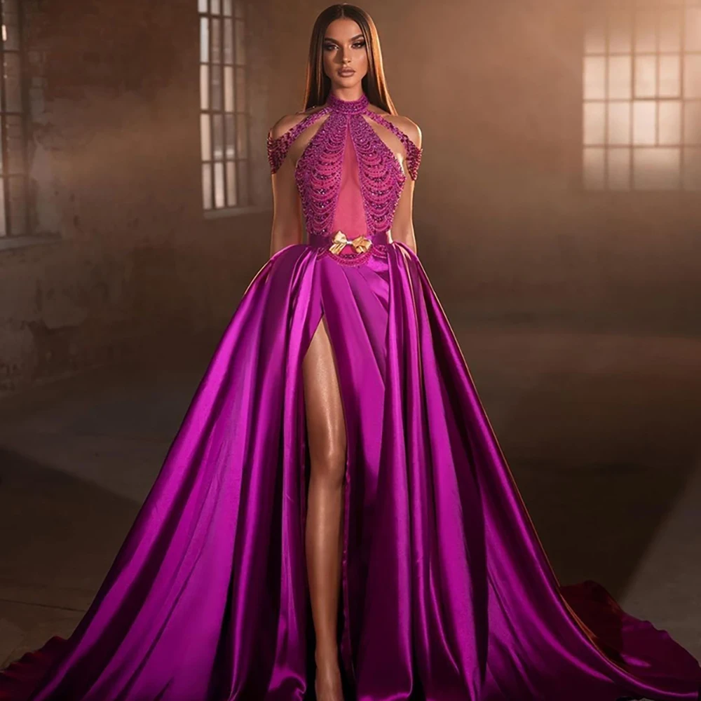 Dubai Fuchsia Dress High Split Abendkleider Saudi Arabic Gorgeous Beading Evening Dresses A Line Long Backless Sexy
Dubai Fuchsia Dress High Split Abendkleider Saudi Arabic Gorgeous Beading Evening Dresses A Line Long Backless Sexy