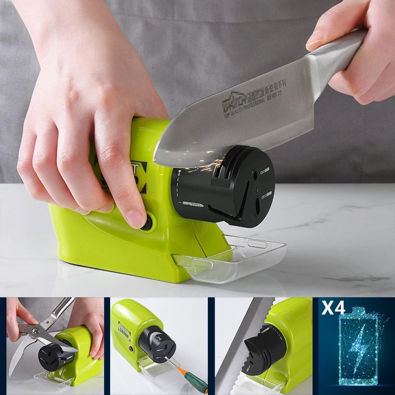 Electric Knife Sharpener 4 in 1 Diamond Grinding Wheel Fast Sharpener Kitchen Wireless Automatic Knife Grinder Sharpening Stone
Electric Knife Sharpener 4 in 1 Diamond Grinding Wheel Fast Sharpener Kitchen Wireless Automatic Knife Grinder Sharpening Stone