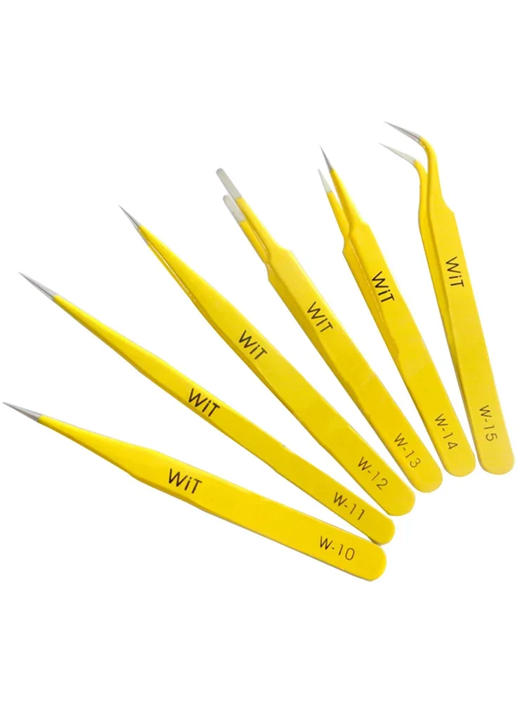 Yellow Super Hard High Precision Tweezers Set Pointed Nose Curved Flat Head Tweezers For Repairing Clamping Tools WIT Huimintong
Yellow Super Hard High Precision Tweezers Set Pointed Nose Curved Flat Head Tweezers For Repairing Clamping Tools WIT Huimintong