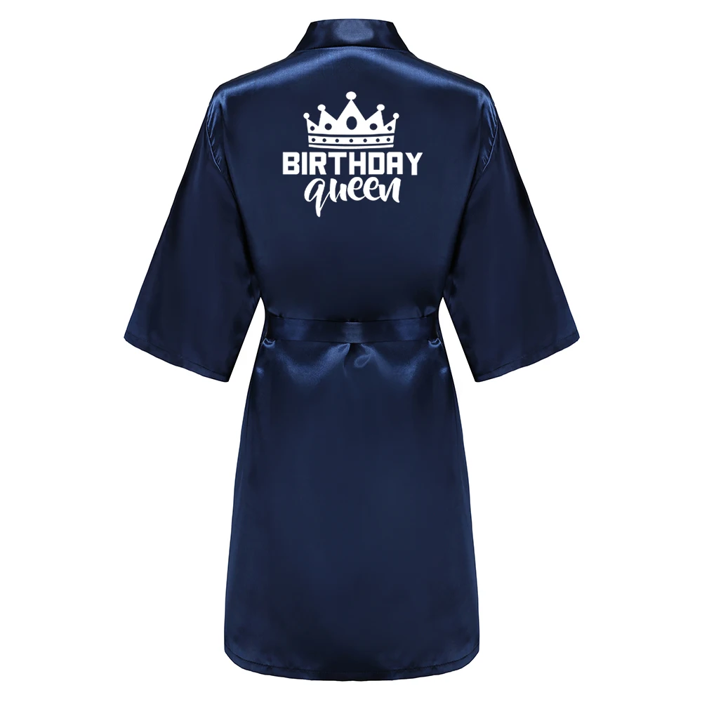 Birthday Party Queen Squad Robes Satin Pajamas Dressing Gown White Writing Kimono Rose Gold Bathrobe Birthday Party Queen Squad Robes Satin Pajamas Dressing Gown White Writing Kimono Rose Gold Bathrobe