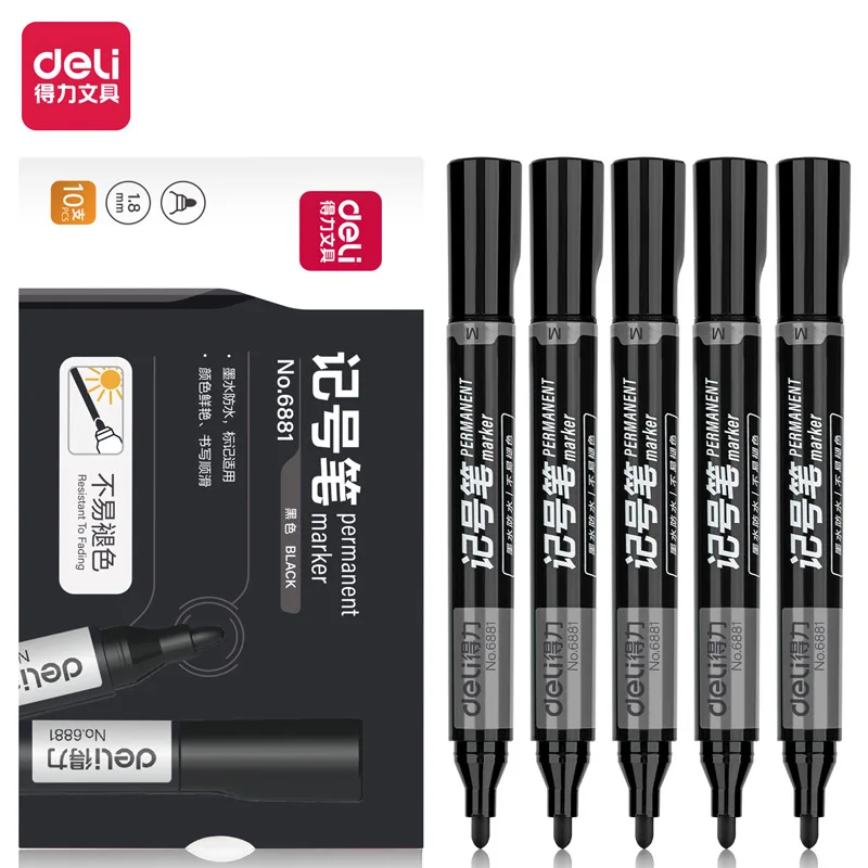 10pcs/box Deli Quick Dry Waterproof Marker Pen Permanent Art Marker For Eyeliner Premium Metal Fabric For Painting Oil 3 Colors
10pcs/box Deli Quick Dry Waterproof Marker Pen Permanent Art Marker For Eyeliner Premium Metal Fabric For Painting Oil 3 Colors