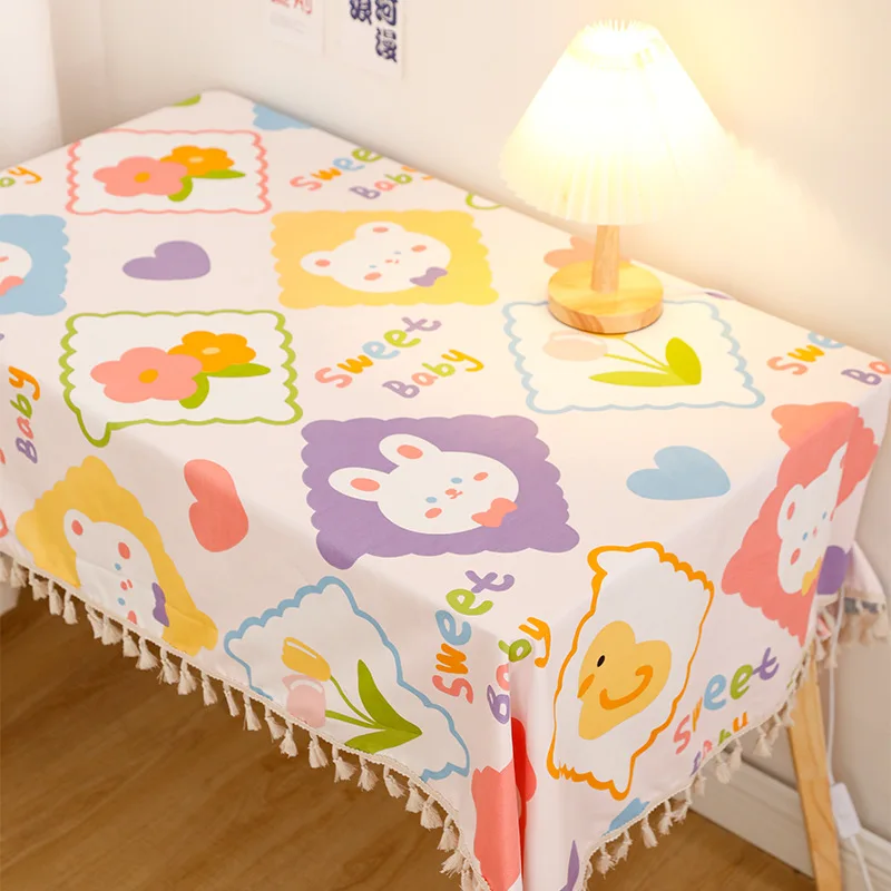 

A339 Internet Popular Coffee Table Cloth Student Bedroom Dormitory Bedside Table Tablecloth Rectangular Printed Dining Ta