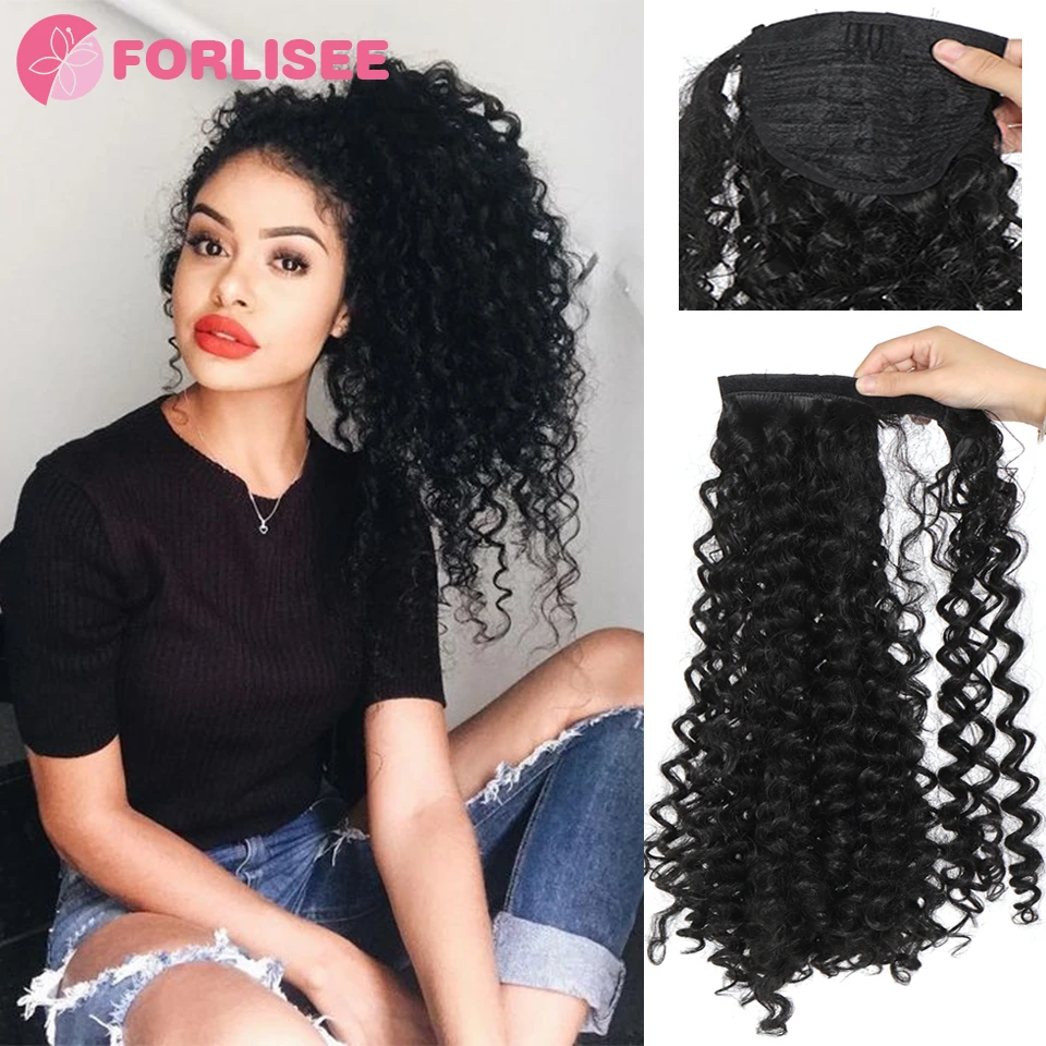 

FORLISEE High Ponytail Wig Braid Women Screw Roll Long Curly Hair Natural Fluffy Simulation Fake Ponytail