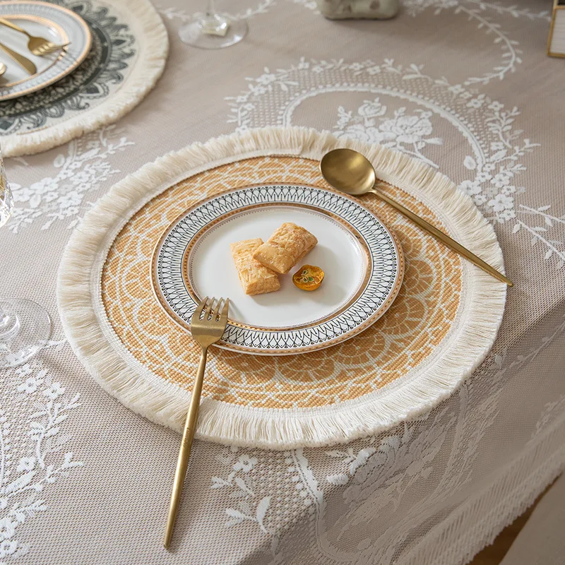 Cotton Linen Table Placemat Nordic Style Round Embroidery Non-slip Placemat Heat Insulation Coffee Cup Mat Home Decor Mat 33cm
Cotton Linen Table Placemat Nordic Style Round Embroidery Non-slip Placemat Heat Insulation Coffee Cup Mat Home Decor Mat 33cm