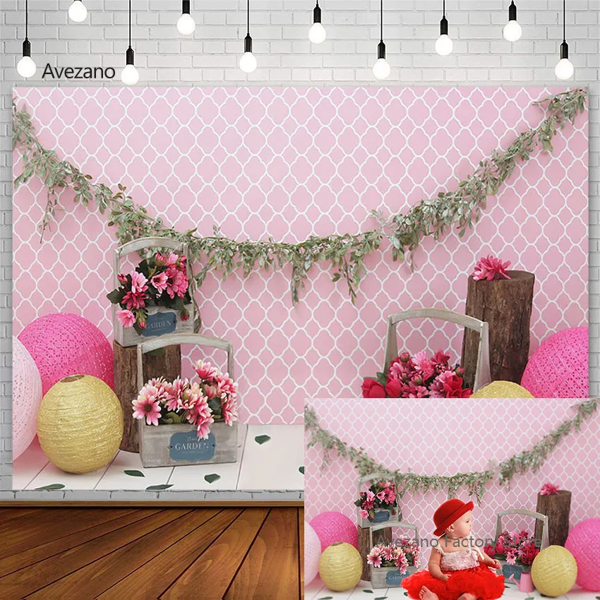 

Розовый цветочный весенний фон для фотосъемки новорожденная девочка портрет на 1-й День Рождения Декор торт разбитые фоны фотостудия фотозона