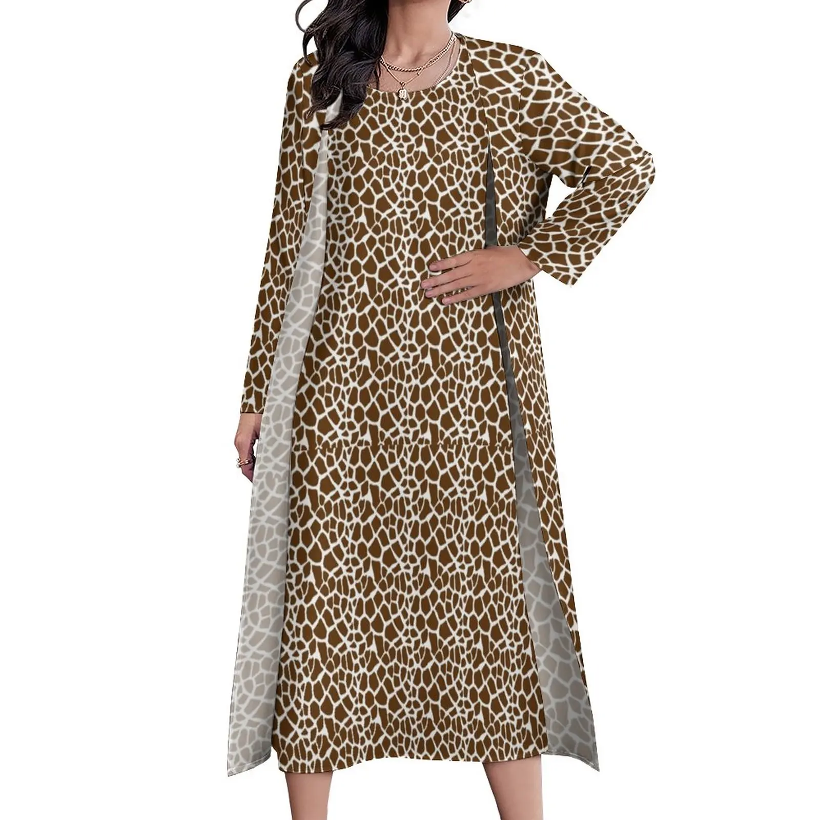 Giraffe Print Dress Brown and White Beach Maxi Dress Long Sleeve Custom Casual Long Dresses Street Wear Big Size Clothes
Giraffe Print Dress Brown and White Beach Maxi Dress Long Sleeve Custom Casual Long Dresses Street Wear Big Size Clothes