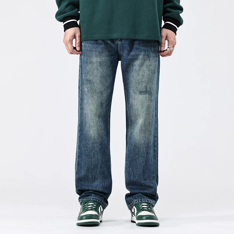 Korean Luxury Clothing Male's Cotton Jeans Retro Blue Full Length Wide Leg Loosen Fit Pants For Men
Korean Luxury Clothing Male's Cotton Jeans Retro Blue Full Length Wide Leg Loosen Fit Pants For Men