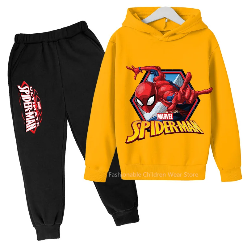 

New Marvel Cool Spider-Man Hoodie & Pants Duo - Child-Friendly Cotton Clothes for Boys & Girls' Laid-Back Days