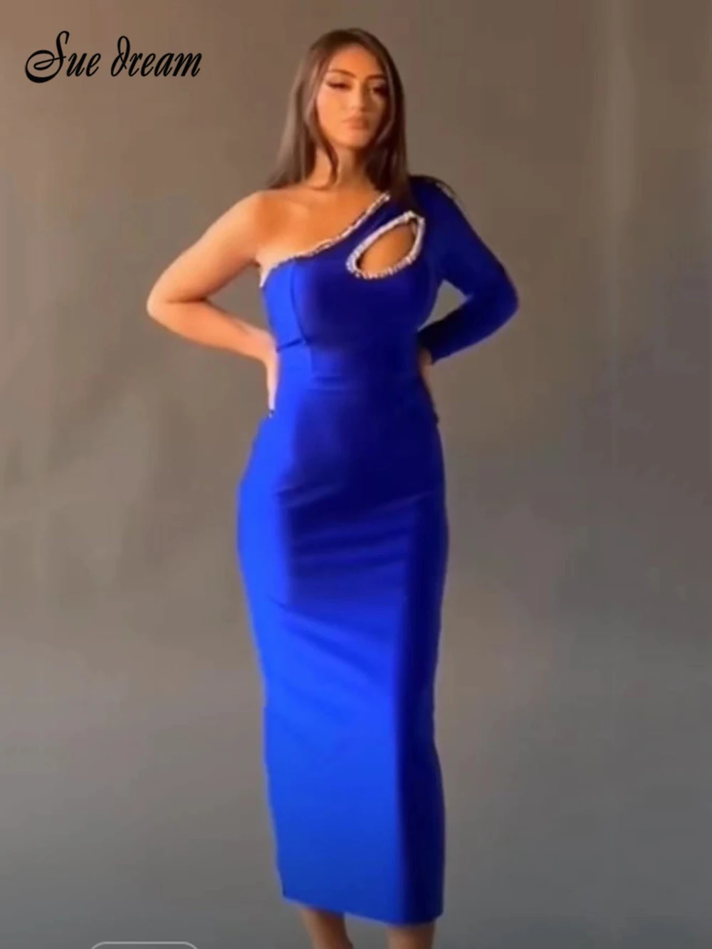 Sexy Women's One Shoulder Long Sleeve Hollow Diamond Split Bandage Long Dress Bodycon Celebrity Club Party Evening Dress Vestido
Sexy Women's One Shoulder Long Sleeve Hollow Diamond Split Bandage Long Dress Bodycon Celebrity Club Party Evening Dress Vestido
