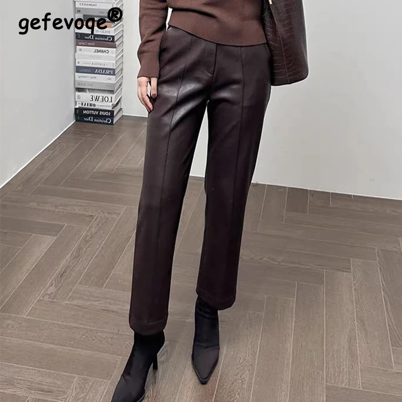 Autumn Winter High Waist Streetwear Fashion Vintage PU Leather Pants Women Loose Casual Harajuku Y2K All-match Straight Trousers
Autumn Winter High Waist Streetwear Fashion Vintage PU Leather Pants Women Loose Casual Harajuku Y2K All-match Straight Trousers