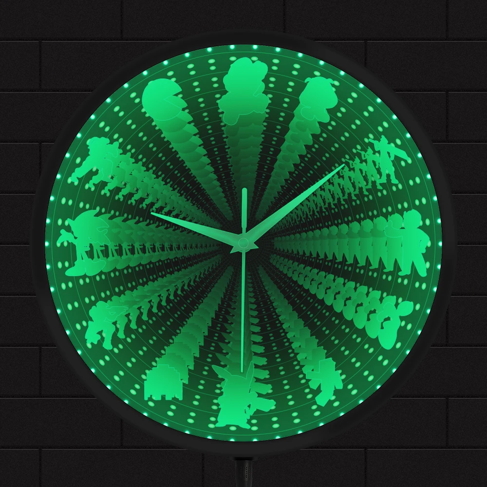 Retro Video Game Characters Infinity Mirror LED Lighting Wall Clock Geeky Nerdy Gamer Room Decor Gaming Wall Clock Glow In Dark
Retro Video Game Characters Infinity Mirror LED Lighting Wall Clock Geeky Nerdy Gamer Room Decor Gaming Wall Clock Glow In Dark