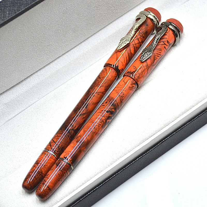 

New Arrival MB Heritage Series 1912 Rollerball Pen Ballpoint Pen Orange & Black Drawing Snake Clip Office Writing Fountain Pens