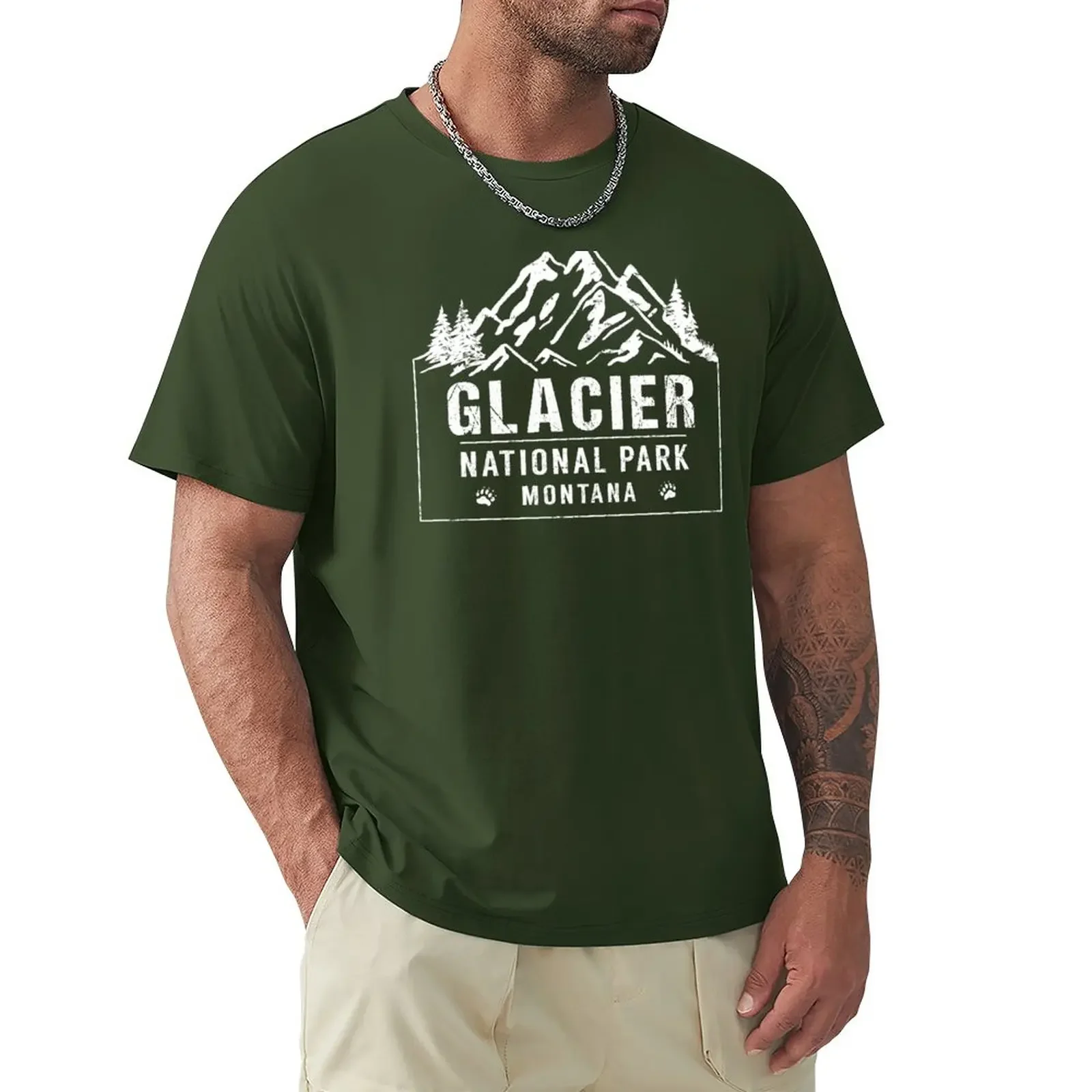 

Glacier National Park Montana T-Shirt tops hippie clothes quick-drying t shirts for men cotton