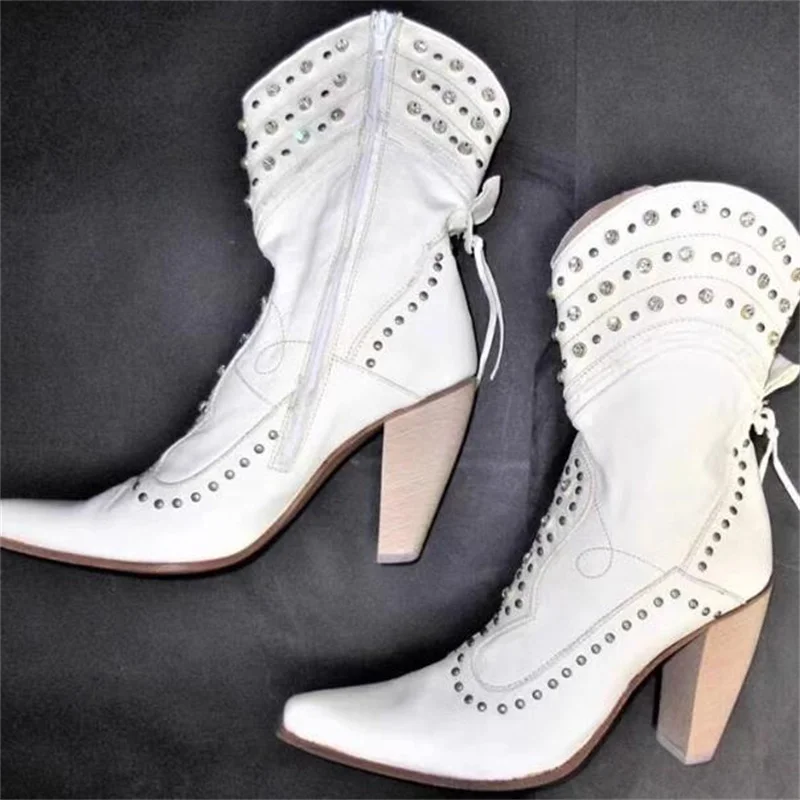 Maxi Rivets Shoes for Women Pointed Toes Zapatos Mujer Studs Chassure Femme White Side Zippers Ladies High Heels Female Botas
Maxi Rivets Shoes for Women Pointed Toes Zapatos Mujer Studs Chassure Femme White Side Zippers Ladies High Heels Female Botas