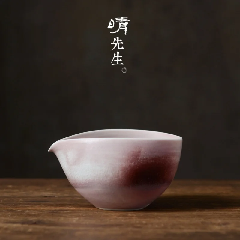 

★Jingdezhen Manual Flambe Pitcher Gracked Glaze Supportable Pitcher Tea Pitcher Flower Mouth Pitcher Pink Glaze Tea Set