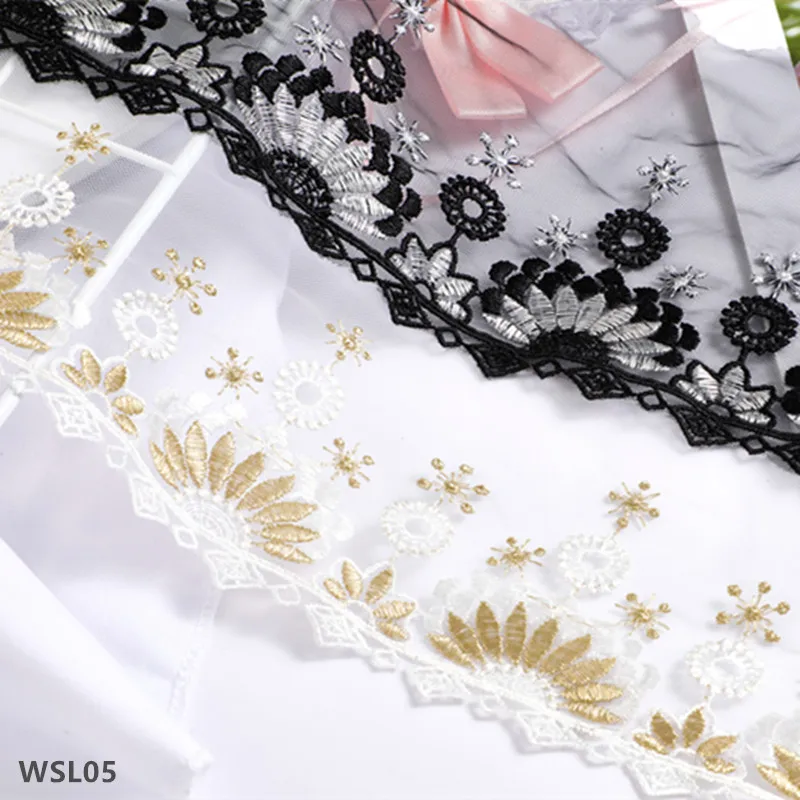 

12 см Ширина 10 ярдов вышитая сетка Лолита с цветочной кружевной отделкой кружевная ткань для одежды «сделай сам» танцевальное платье Швейные аксессуары WSL05