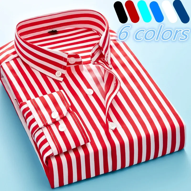 Men's Casual Striped Long-sleeved Shirt Versatile Polyester Fiber Fabric Loose Breathable Lapel Single-breasted Tops Daily-wear
Men's Casual Striped Long-sleeved Shirt Versatile Polyester Fiber Fabric Loose Breathable Lapel Single-breasted Tops Daily-wear