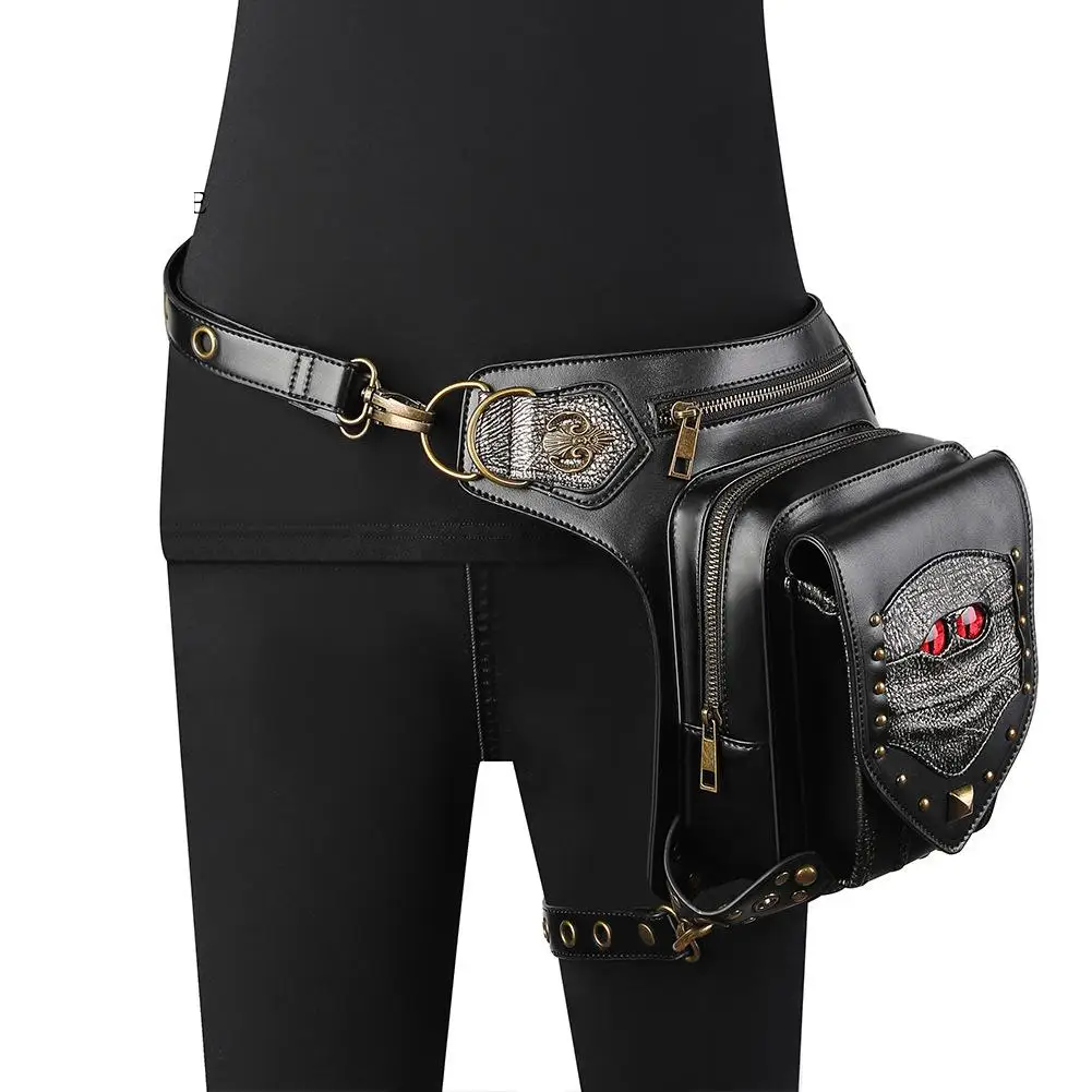 

Steam Punk Chain Bag Pu Minority Motorcycle Women Bag Single Shoulder Messenger Bag Waist Bag Male Fanny Pack Belt Bag Chest Bag