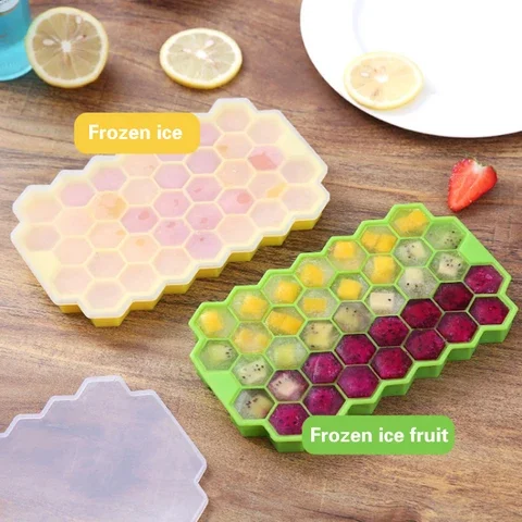 

Honeycomb Ice Cube Trays Reusable Silicone Ice Cube Mold BPA Free Ice Maker with Removable Lids Cocktail Drink Bar Cold Tools