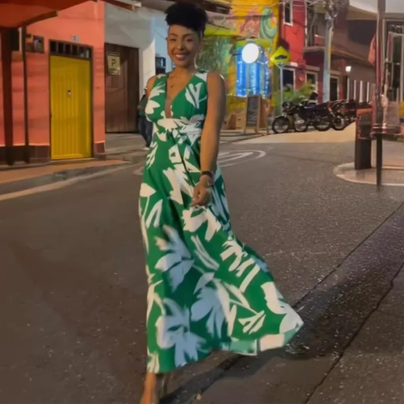 Green Printed African Dresses For Women 2024 New Arrival Summer Sexy Strappy Sleeveless Long Maxi Dress Robe Africa Clothes
Green Printed African Dresses For Women 2024 New Arrival Summer Sexy Strappy Sleeveless Long Maxi Dress Robe Africa Clothes