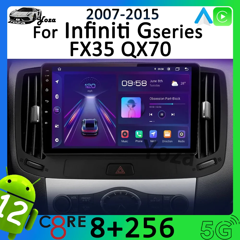 Автомагнитола Yoza Carplay для Infiniti серии G, FX35, QX70, 2007-2015, Android 11, сенсорный экран, мультимедийный плеер, GPS-навигация, стерео
Автомагнитола Yoza Carplay для Infiniti серии G, FX35, QX70, 2007-2015, Android 11, сенсорный экран, мультимедийный плеер, GPS-навигация, стерео
