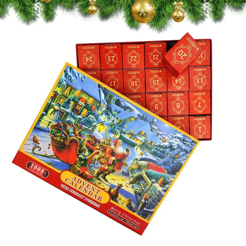 

Advent Calendar 2023 Kids Christmas By The Fireplace Holiday Puzzles 1008 Pieces 24 Days Surprise Christmas Countdown Calendars