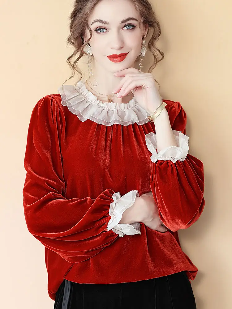 Female Fashion Tops Vintage Pullover Autumn Winter Peter Pan Collar T-shirts Woman Clothing Long Sleeve Solid Color Tee T823
Female Fashion Tops Vintage Pullover Autumn Winter Peter Pan Collar T-shirts Woman Clothing Long Sleeve Solid Color Tee T823