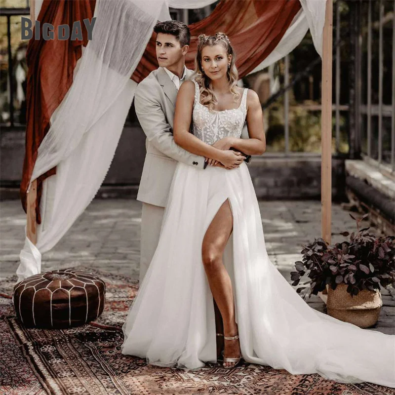 Elegant A-Line Wedding Dress Women 2024 Lace Spaghetti Strap Open Back Split Sleeveless Bridal Gown Sweep Train Vestido De Noiva
Elegant A-Line Wedding Dress Women 2024 Lace Spaghetti Strap Open Back Split Sleeveless Bridal Gown Sweep Train Vestido De Noiva