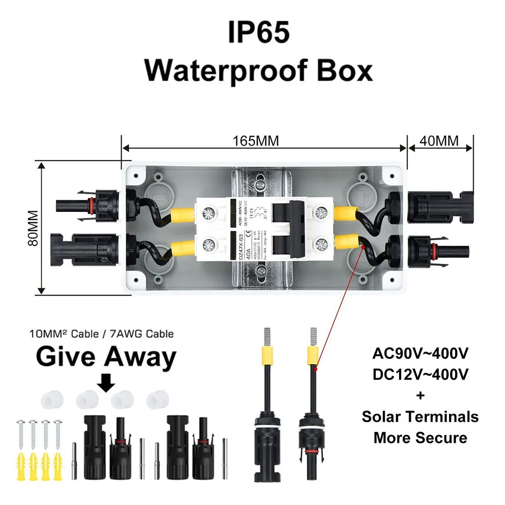PV System Circuit Breaker DC Isolator Switch 2Pin 153040A Quick and Safe Installation with MC Solar Connectors
PV System Circuit Breaker DC Isolator Switch 2Pin 153040A Quick and Safe Installation with MC Solar Connectors