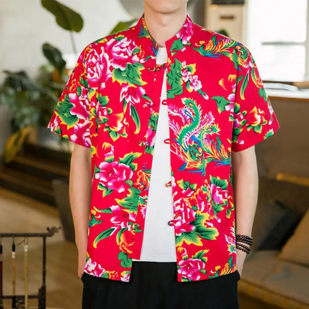 Men Vintage Shirt Vintage Chinese Style Men's Summer Shirt with Northeastern Flower Pattern Stand Collar Button Placket Casual
Men Vintage Shirt Vintage Chinese Style Men's Summer Shirt with Northeastern Flower Pattern Stand Collar Button Placket Casual