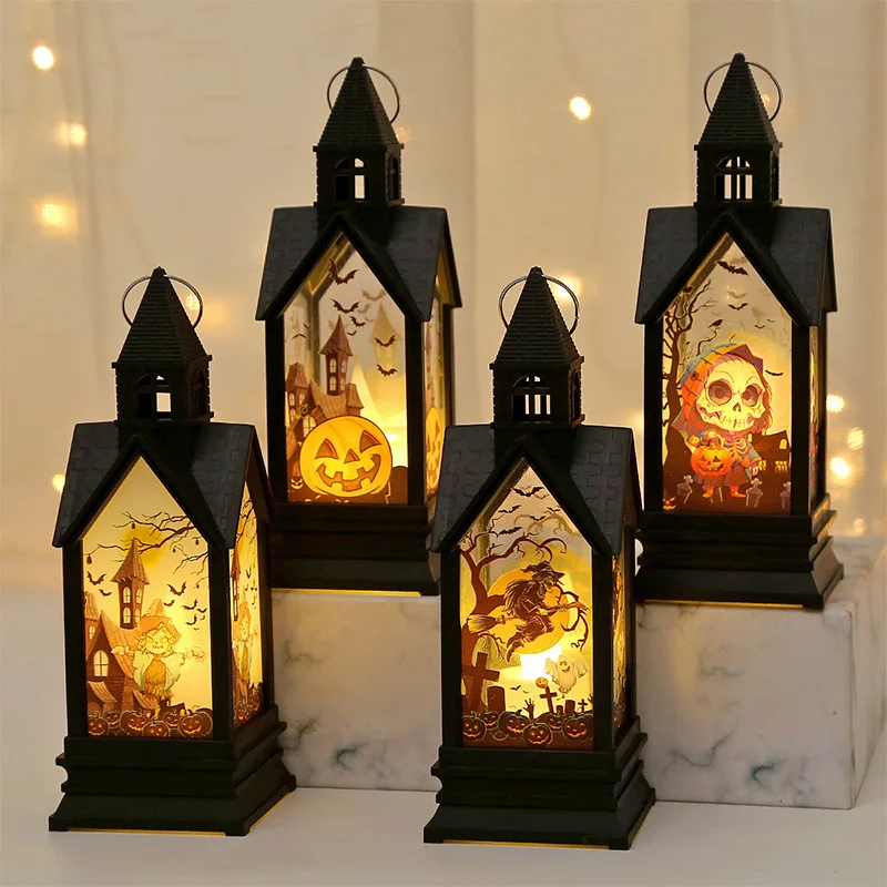 

Halloween decoration pendant night light electronic candle castle wind lantern pumpkin lantern party props decoration