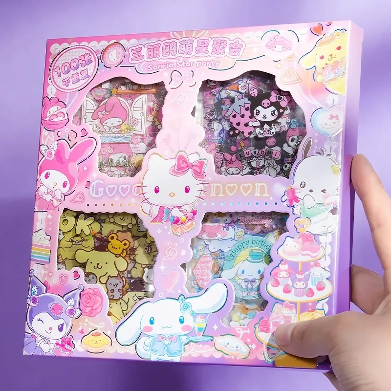 100Sheet /Box Sanrio Stickers Kawaii Kuromi Melody Cinnamoroll Combo Handbook Material Decoration DIY Stickers Kids Toys
100Sheet /Box Sanrio Stickers Kawaii Kuromi Melody Cinnamoroll Combo Handbook Material Decoration DIY Stickers Kids Toys