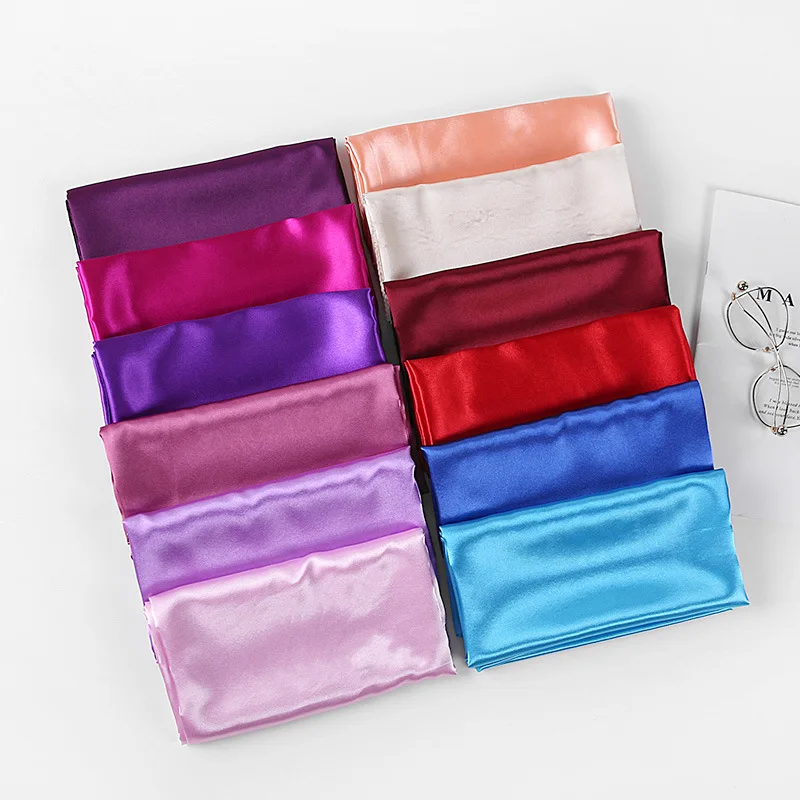 Luxury Brand Silk Scarf Women Satin Solid color Hijab Scarves Muslim Pareo Bandana Female Shawl Wrap Headband 90*90cm 2035 5 Sb4bc0df5f189435388af499435c24b43S