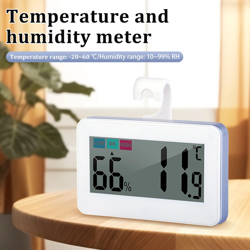 

Цветной экран Внутренний термометр Гигрометр Магнитный мини-цифровой измеритель температуры и влажности с крючком для холодильника Кухня