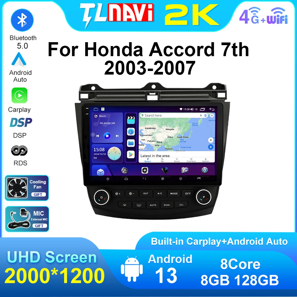 

For Honda Accord 7 Accord7 2003 - 2007 AutoRadio 10.1 Inch Android Auto Car GPS Navigation Radio Stereo Player Carplay Head Unit
