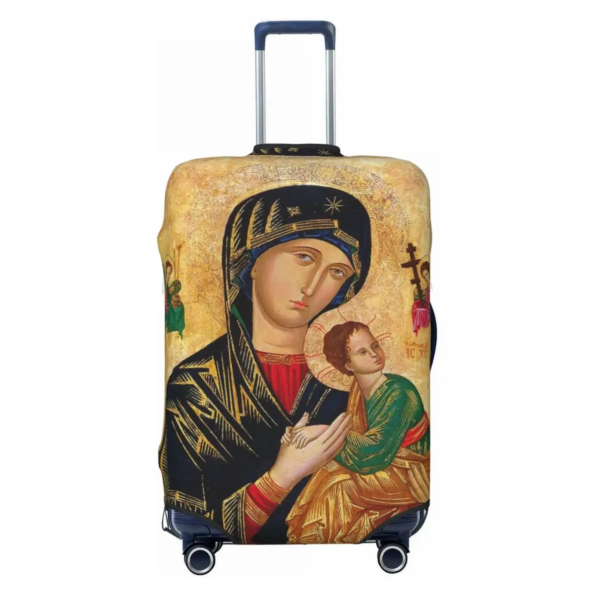 

Custom Our Lady Of Perpetual Help Luggage Cover Fashion Roman Catholic Virgin Mary Suitcase Protector Covers Suit For 18-32 inch