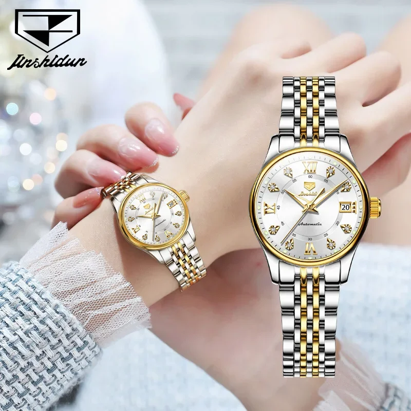 Jinshidun brand automatic mechanical form calendar luminous diamond-encrusted waterproof ladies watch
Jinshidun brand automatic mechanical form calendar luminous diamond-encrusted waterproof ladies watch