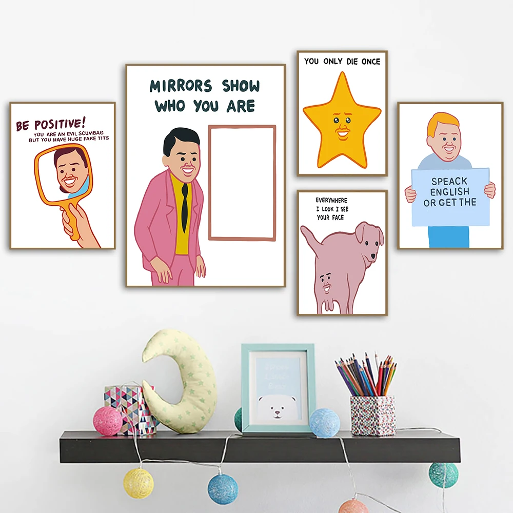 

Joan Cornella Quotes Be Positive Poster Pop Wall Art Canvas Painting Home Decor Funny Speack English Print Contemporary Decor