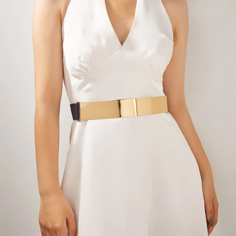 Vintage Women Elastic Designer Metal Waist Belt Bling Gold Silver Color Plate Fashion Ladies Simple Belts Mirror Waistband 2023
Vintage Women Elastic Designer Metal Waist Belt Bling Gold Silver Color Plate Fashion Ladies Simple Belts Mirror Waistband 2023