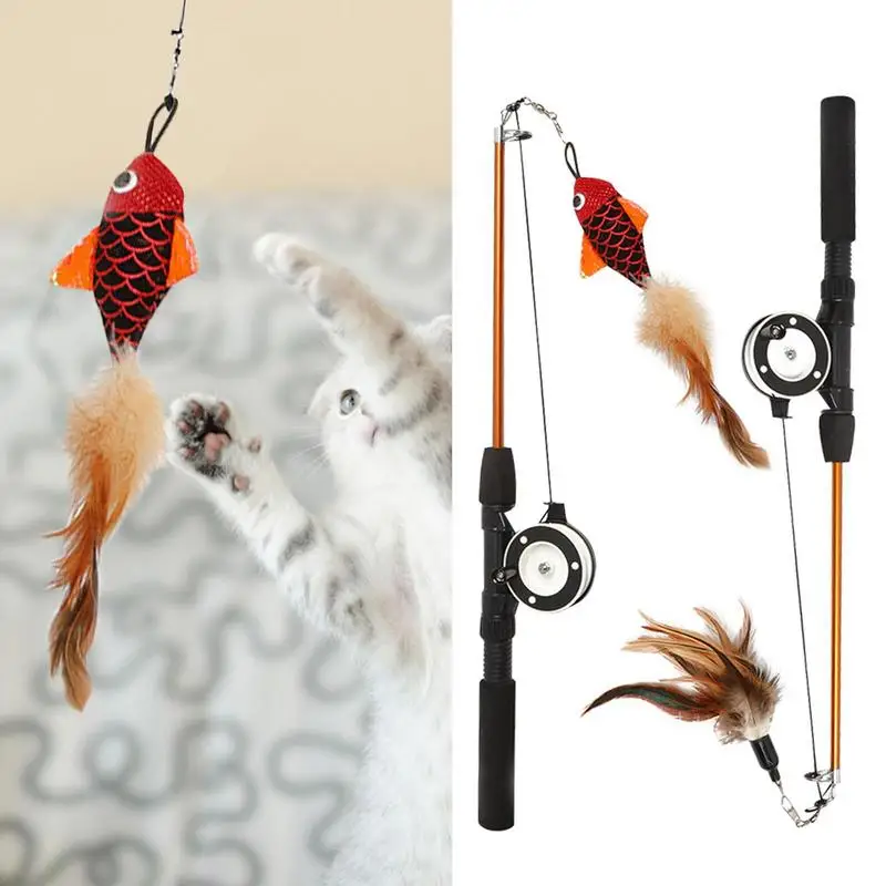

Durable Funny Cat Teaser Toy Flexible Cat Fishing Pole Catnip Toy Adjustable Toys For Kittens Cats Hunting Exercise Pet Products