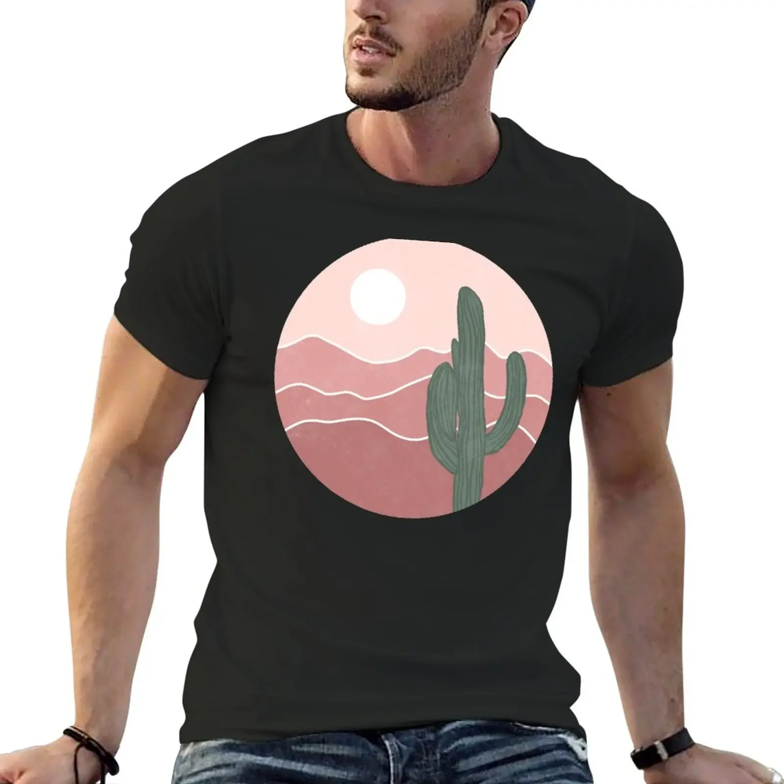 

Desert Dream - Minimalist Cactus Design T-Shirt hippie clothes boys animal print new edition mens graphic t-shirts anime