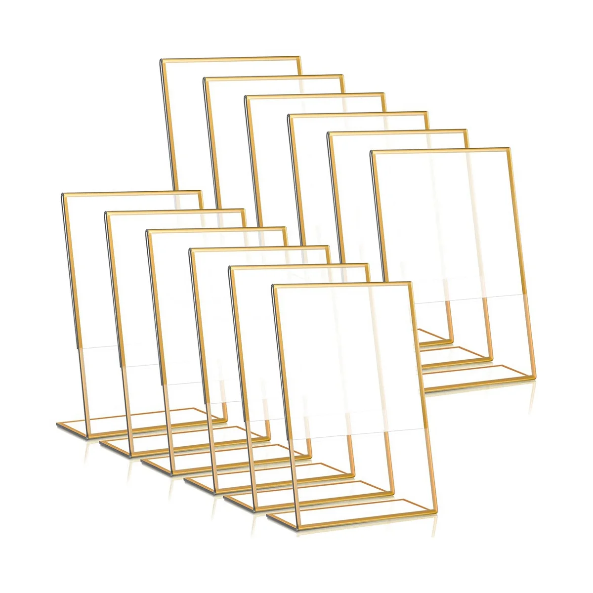 12PCS Gold Frame Acrylic Sign Holder Wedding Table Number Holder Slanted Menu Double Sided Stand, 4X6Inch Vertical
12PCS Gold Frame Acrylic Sign Holder Wedding Table Number Holder Slanted Menu Double Sided Stand, 4X6Inch Vertical